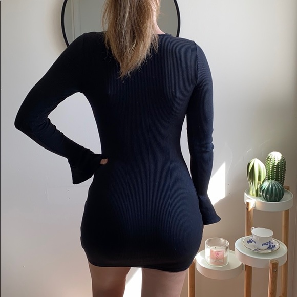 ASOS black ribbed mini dress - Picture 2 of 3